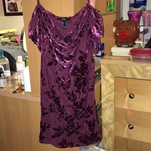 Purple Lace Off-the-Shoulder spaghetti strap Dress
